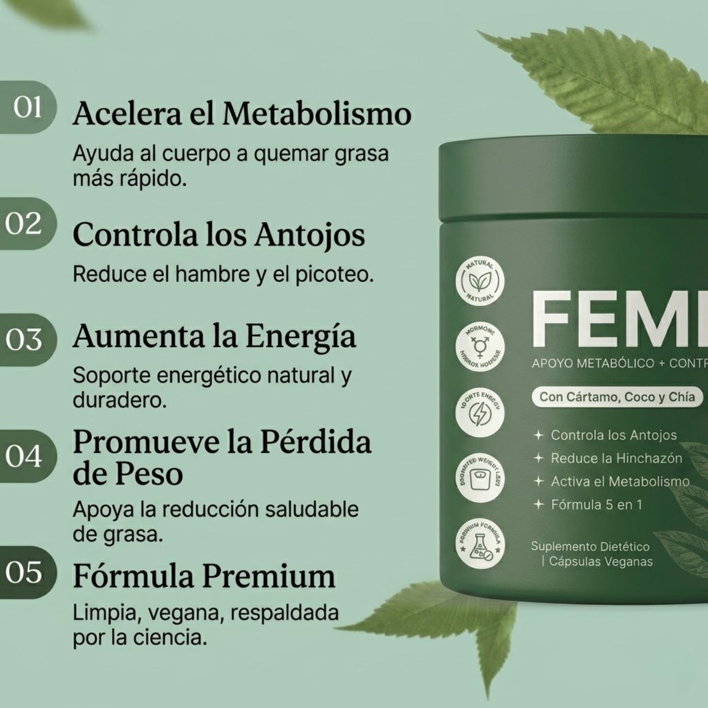 Femme Metabolismo Activo | Combate la hinchazón & Recupera tu vientre plano.