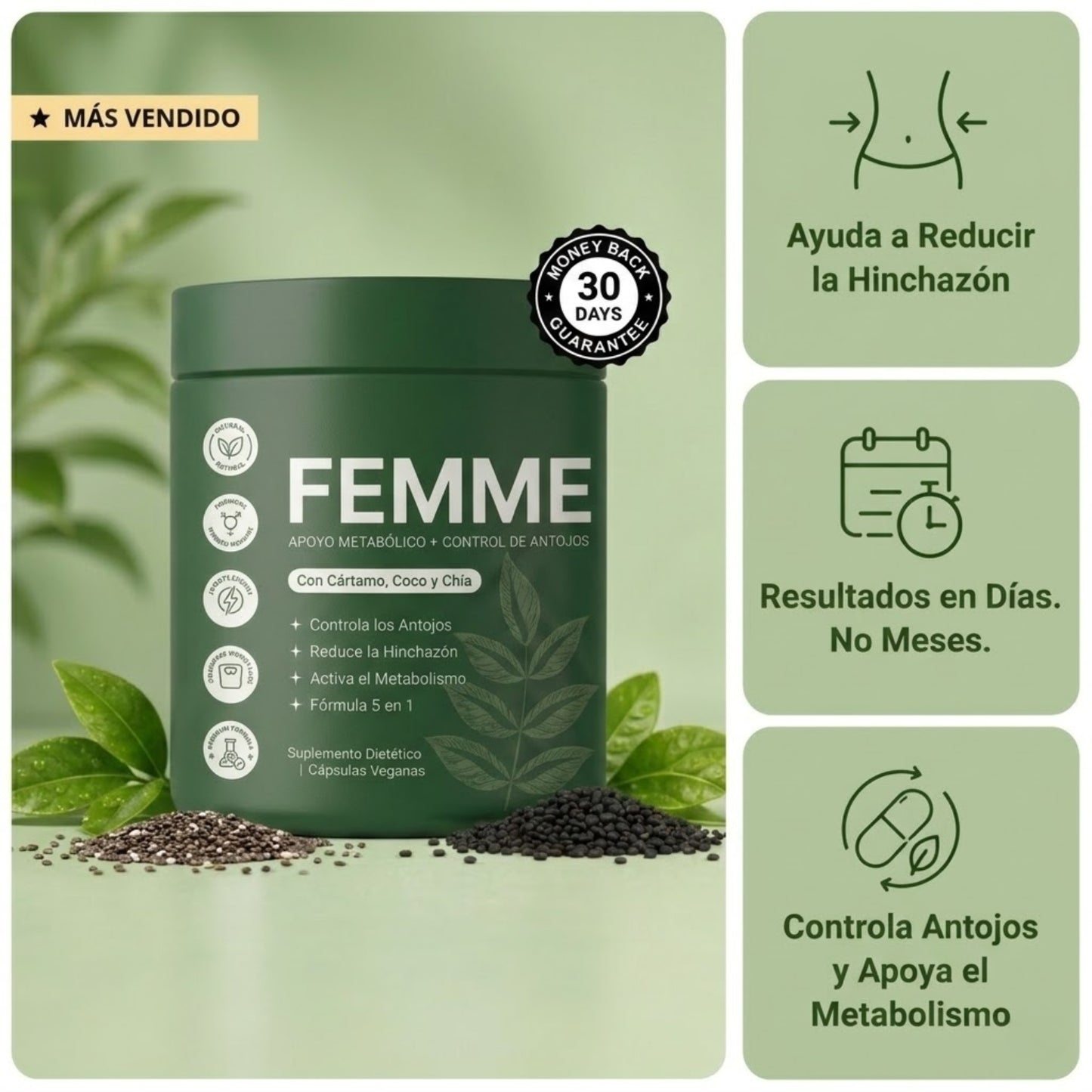 Femme Metabolismo Activo | Combate la hinchazón & Recupera tu vientre plano.
